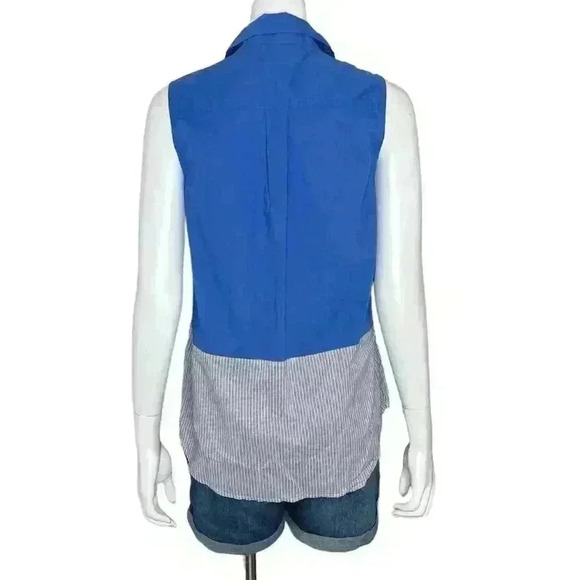 Equipment Femme Blue Sleeveless Button Up Top Size Medium - Picture 2 of 8